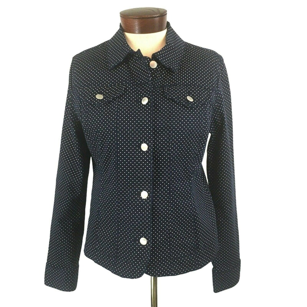 Charter Club Navy Stretch Polka Dot Blazer M